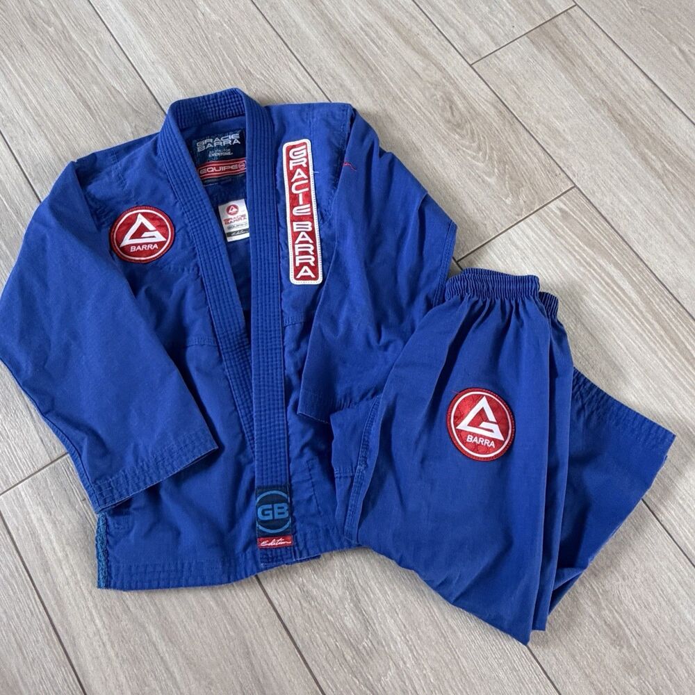 Gracie Barra Equipe Edition Kids Unisex BJJ Gi Uniform Set Blue Y6